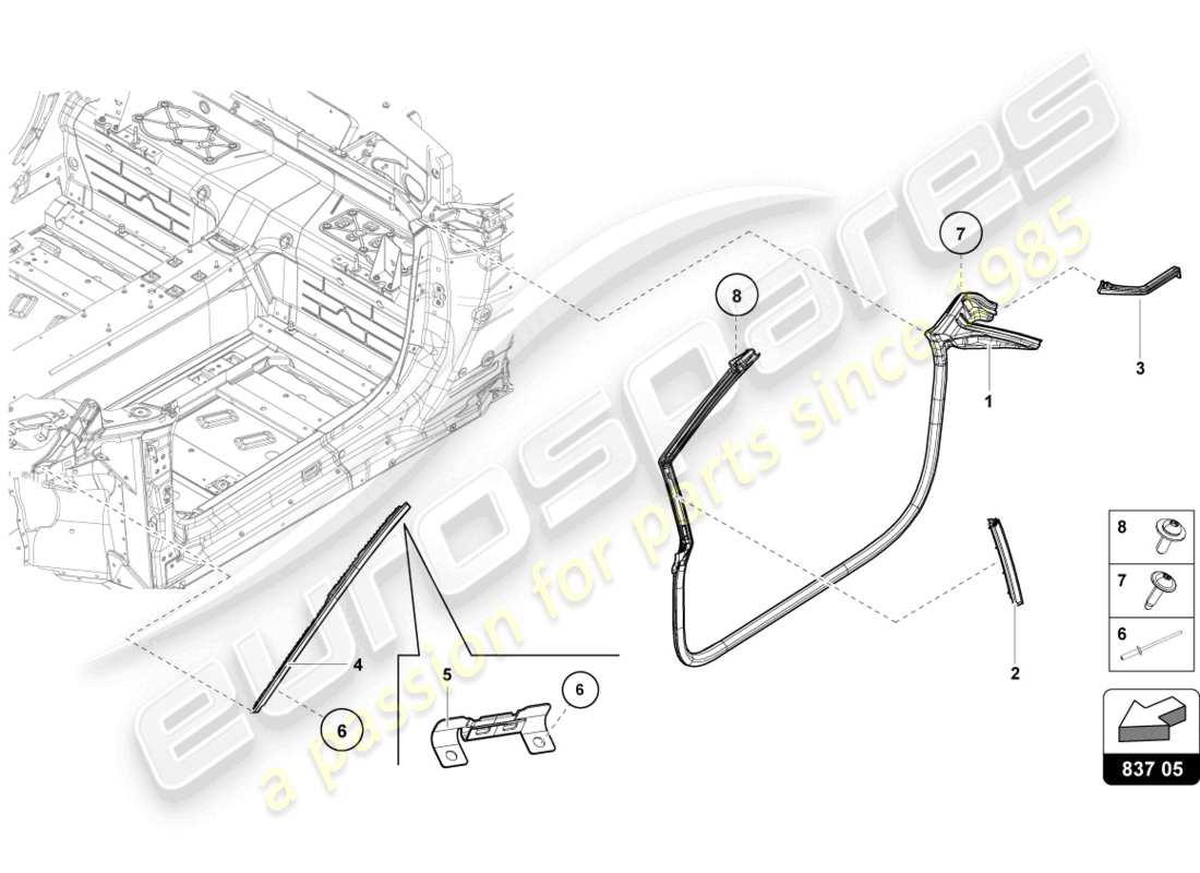 lamborghini evo spyder (2023) gaskets front doors part diagram