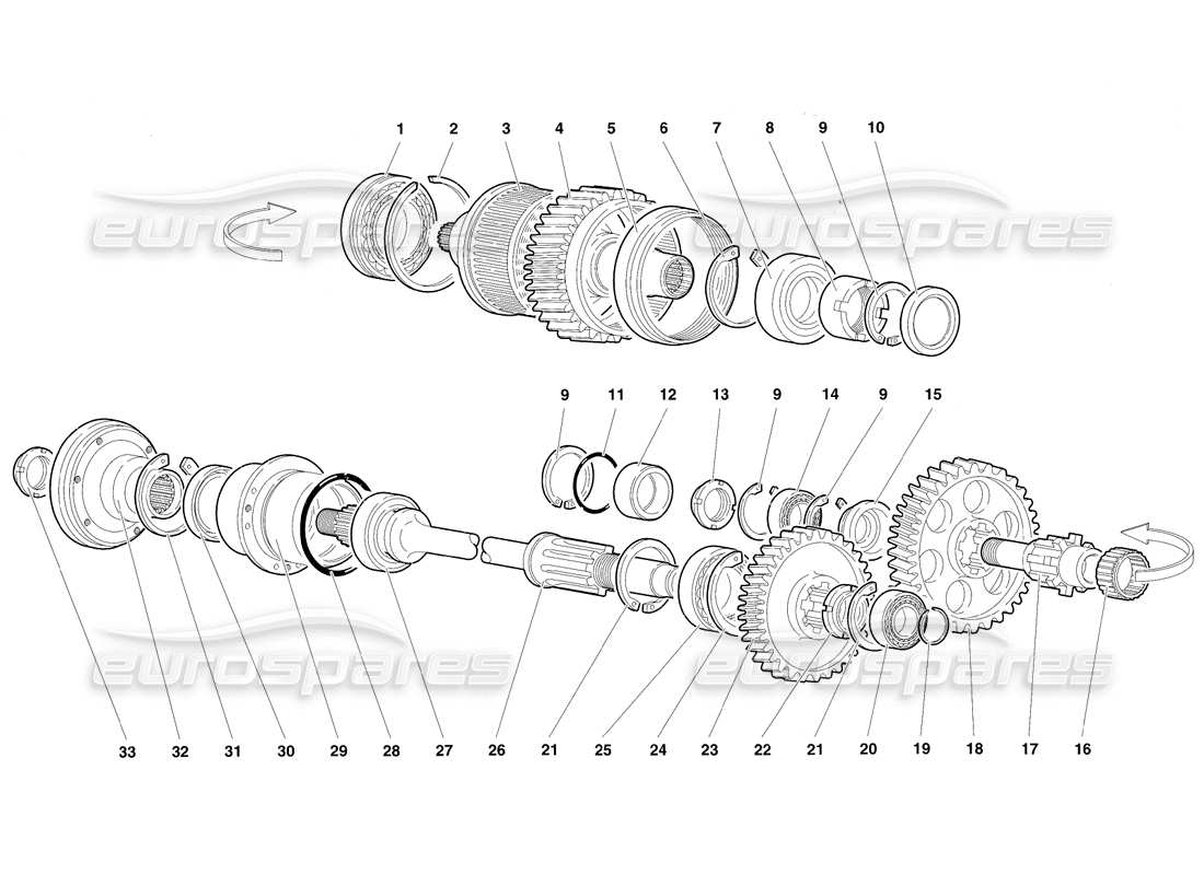 lamborghini diablo sv (1997) gear transmission end (valid for canada - march 1997) part diagram