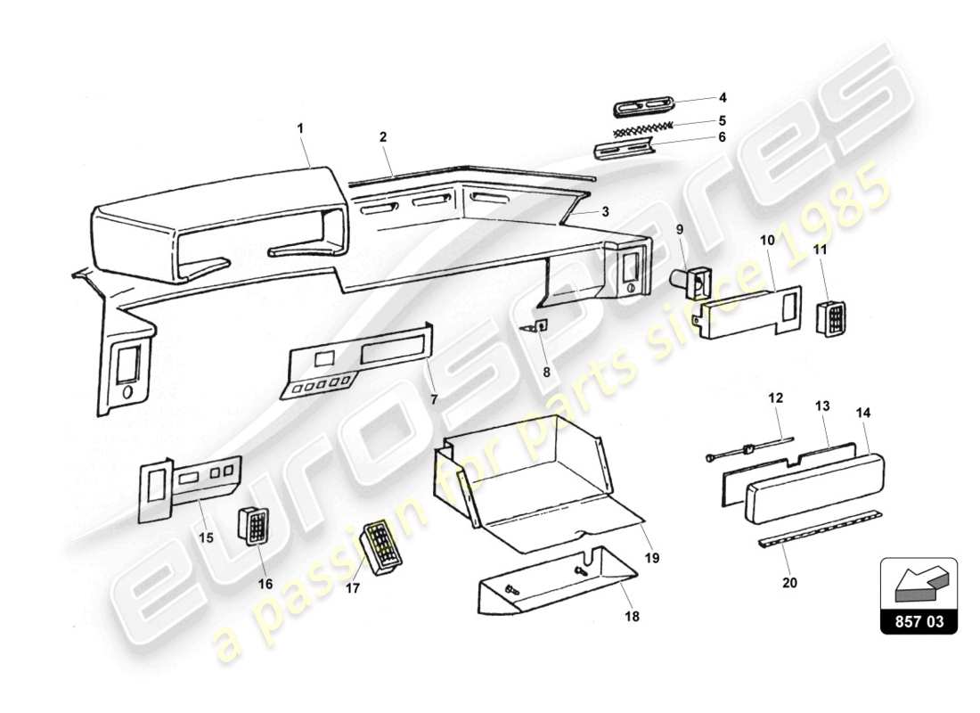 a part diagram from the lamborghini countach parts catalogue