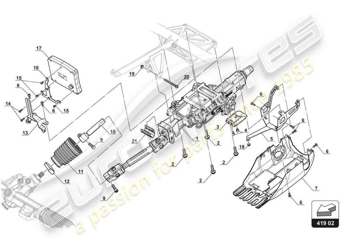 lamborghini gt3 (2017) steering column part diagram