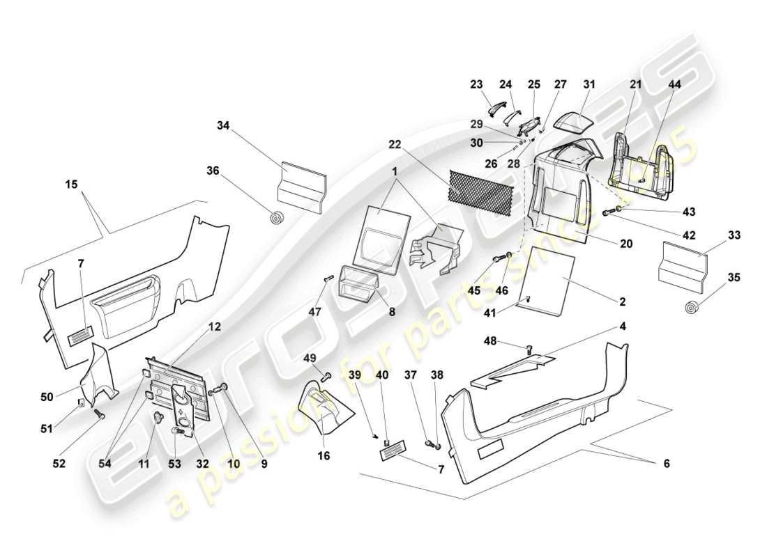 VIEW PARTS DIAGRAMS FROM THE LAMBORGHINI MURCIELAGO PARTS CATALOGUE a part diagram from the lamborghini murcielago parts catalogue
