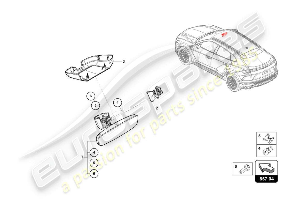 lamborghini urus (2021) interior mirror part diagram