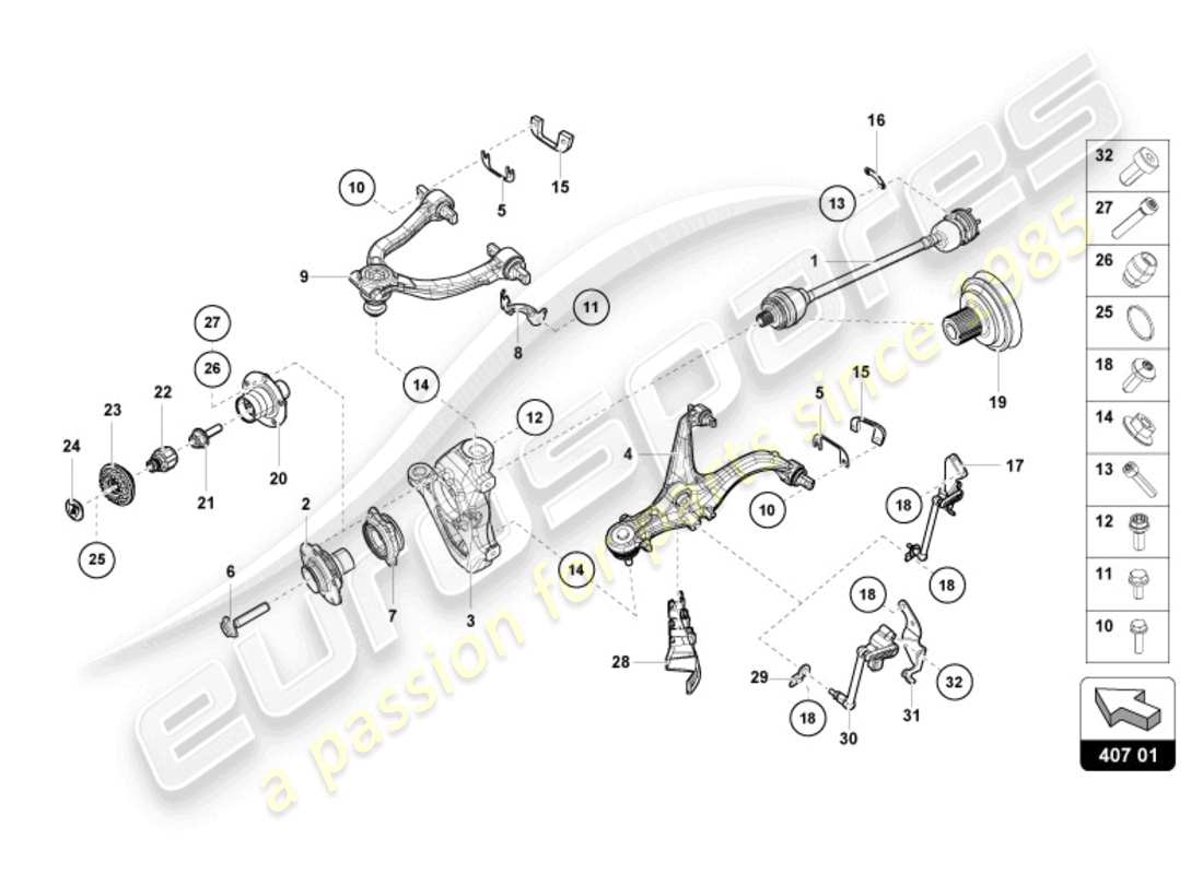 lamborghini sterrato (2024) axle shaft front parts diagram