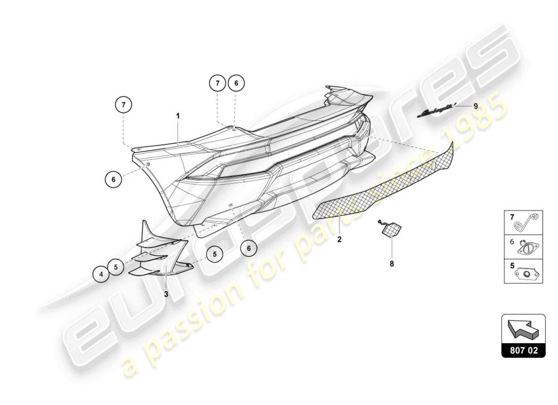 lamborghini super trofeo (2016) rear bumper part diagram