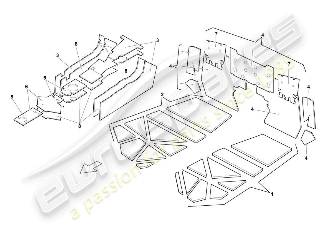 lamborghini lp640 coupe (2008) sound absorbers parts diagram