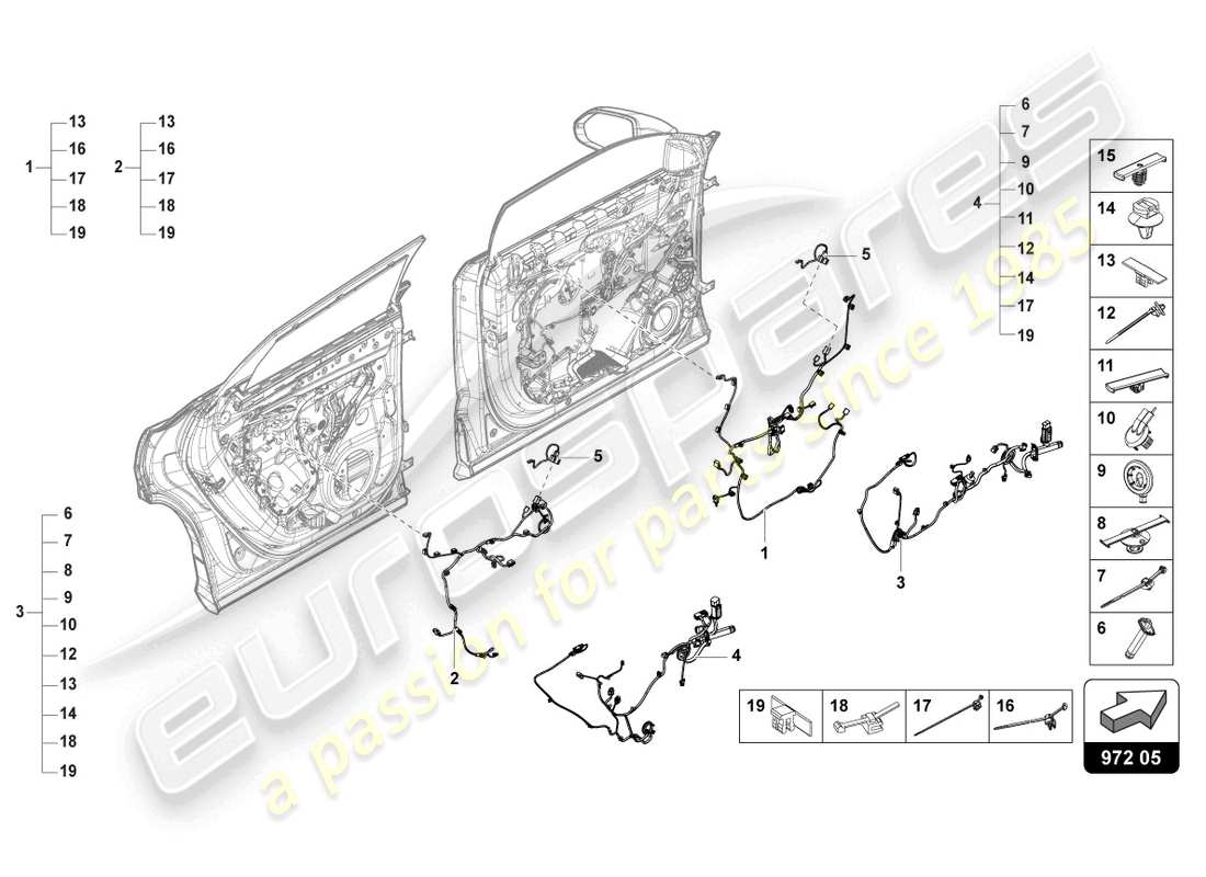 lamborghini urus (2021) wiring set for door parts diagram