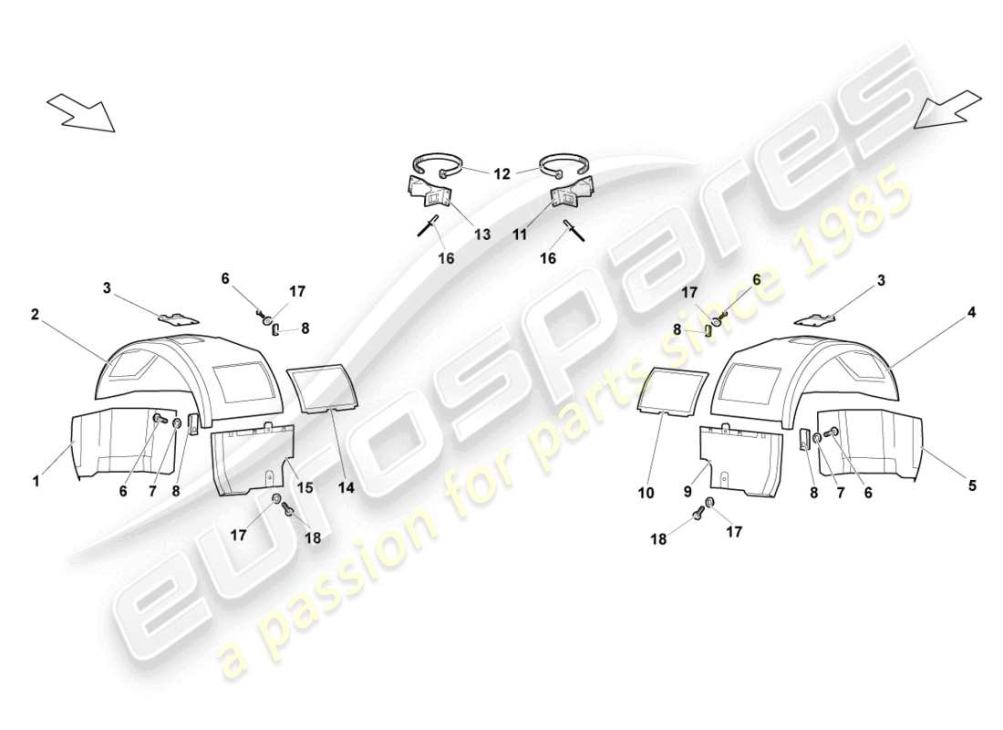 lamborghini lp640 coupe (2008) wheel housing liner front part diagram