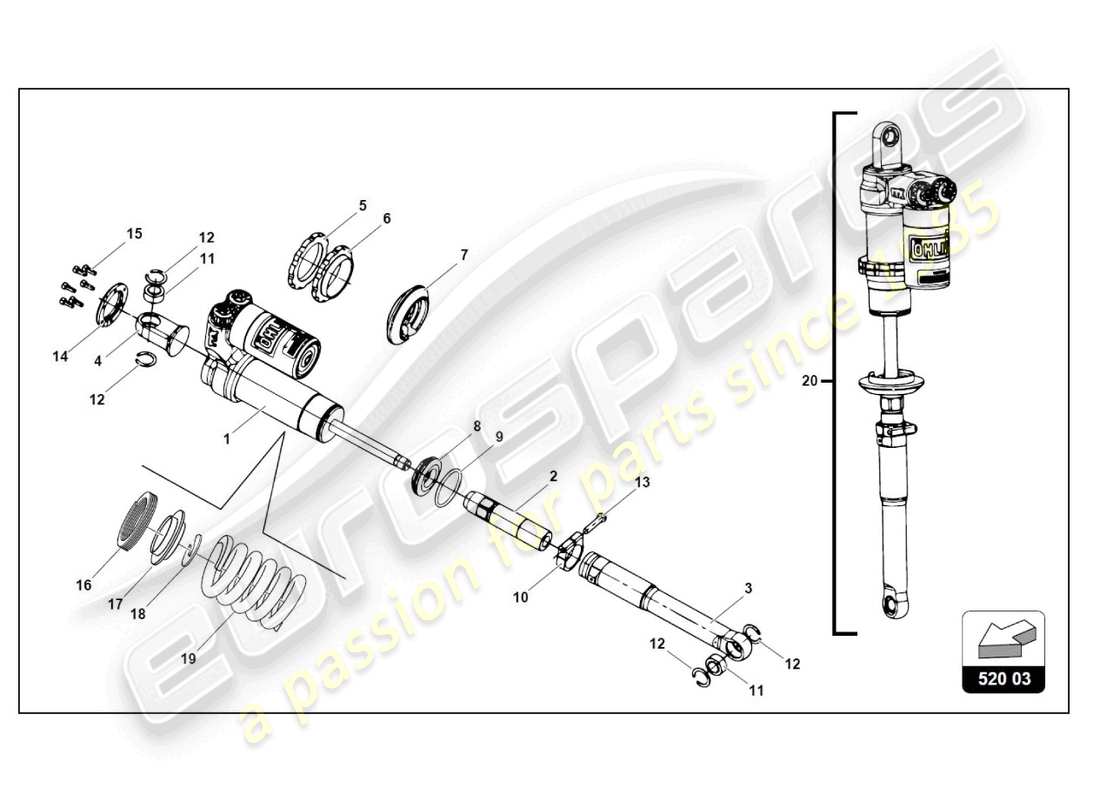 lamborghini gt3 (2017) rear damper part diagram