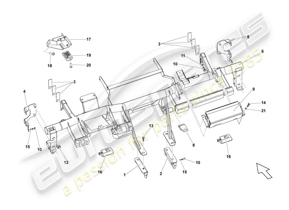 lamborghini gallardo spyder (2006) cross member for dash panel part diagram