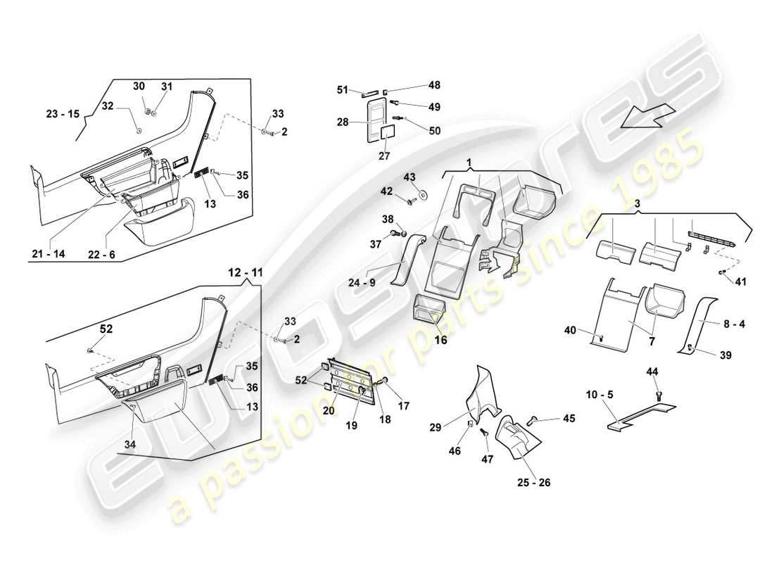 lamborghini lp640 coupe (2008) pillar trim part diagram