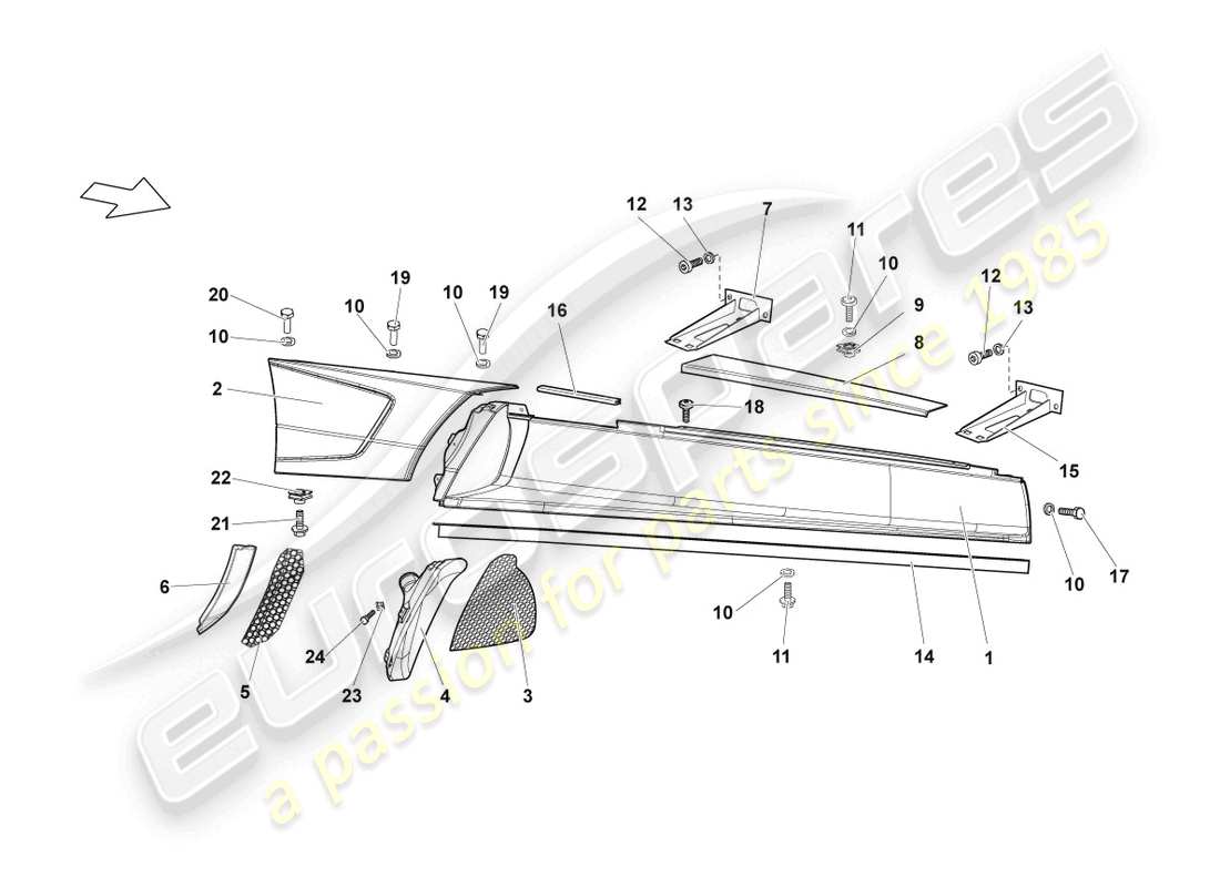 VIEW PARTS DIAGRAMS FROM THE LAMBORGHINI MURCIELAGO PARTS CATALOGUE a part diagram from the lamborghini murcielago parts catalogue
