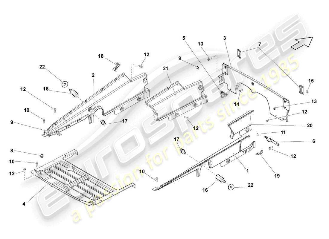 a part diagram from the lamborghini gallardo coupe (2005) parts catalogue