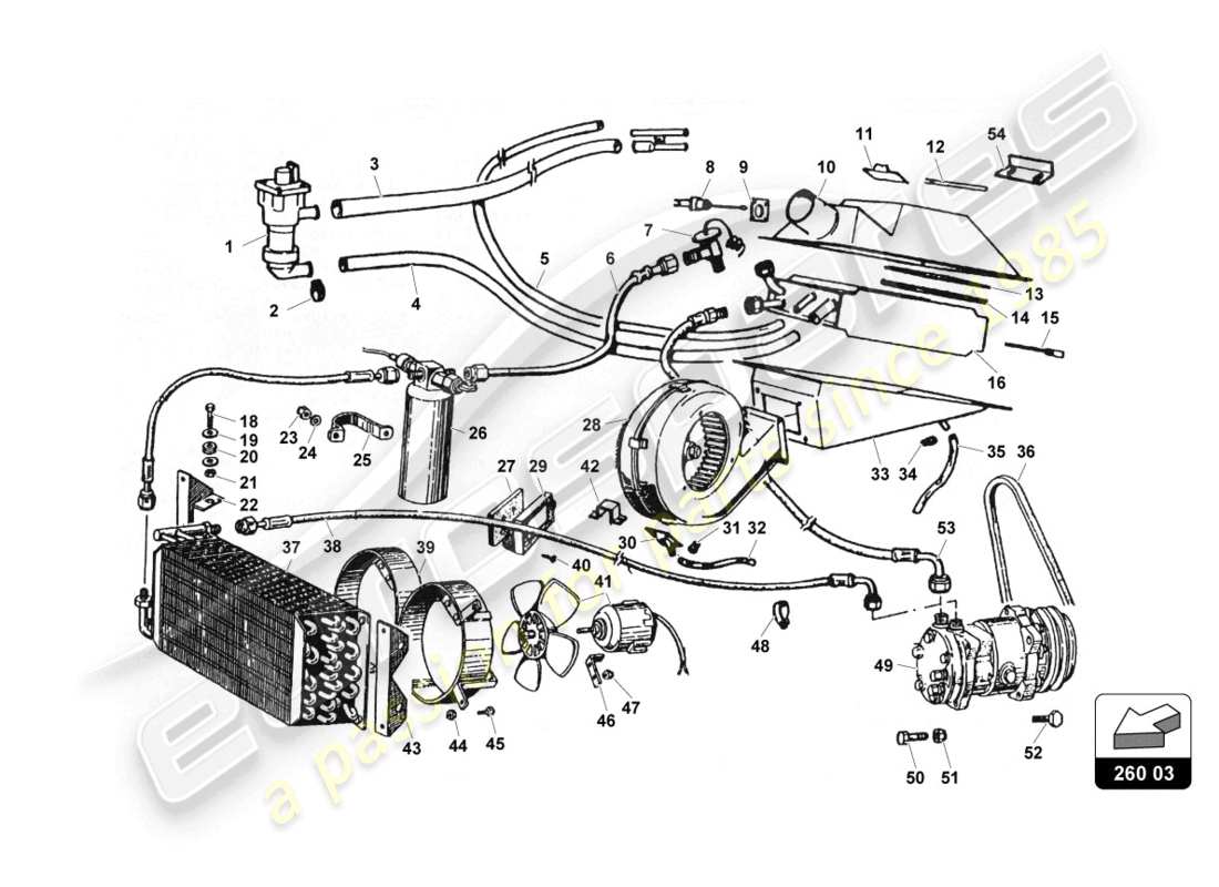 a part diagram from the lamborghini countach 25th anniversary (1989) parts catalogue