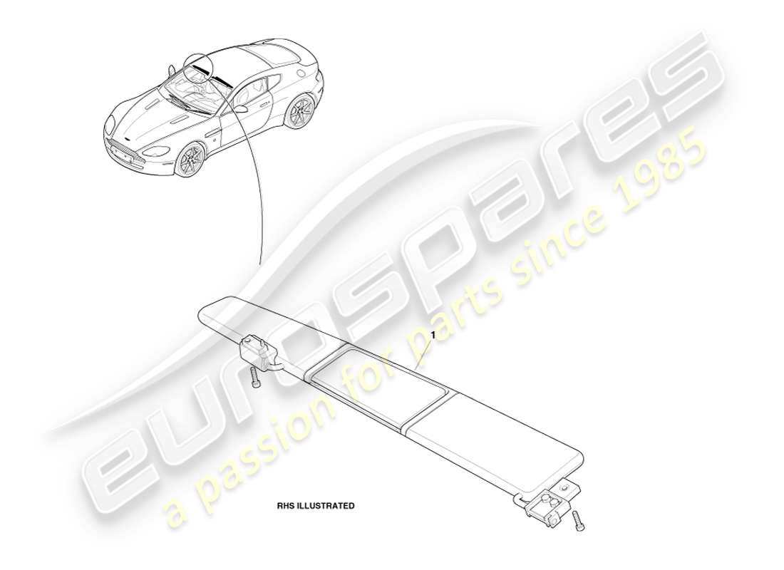 aston martin v8 vantage (2007) sunvisor part diagram