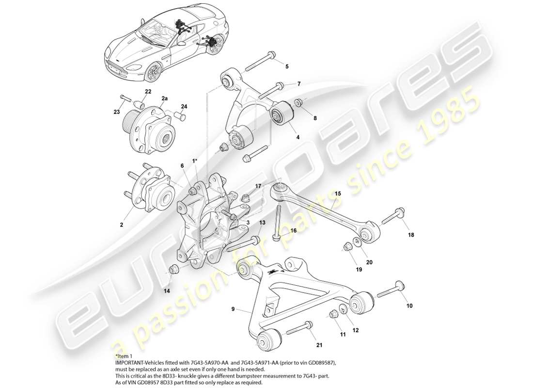 aston martin v8 vantage (2005) rear suspension assembly part diagram