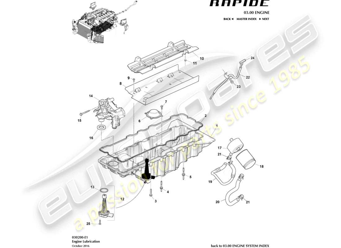 aston martin rapide (2011) engine lubrication part diagram