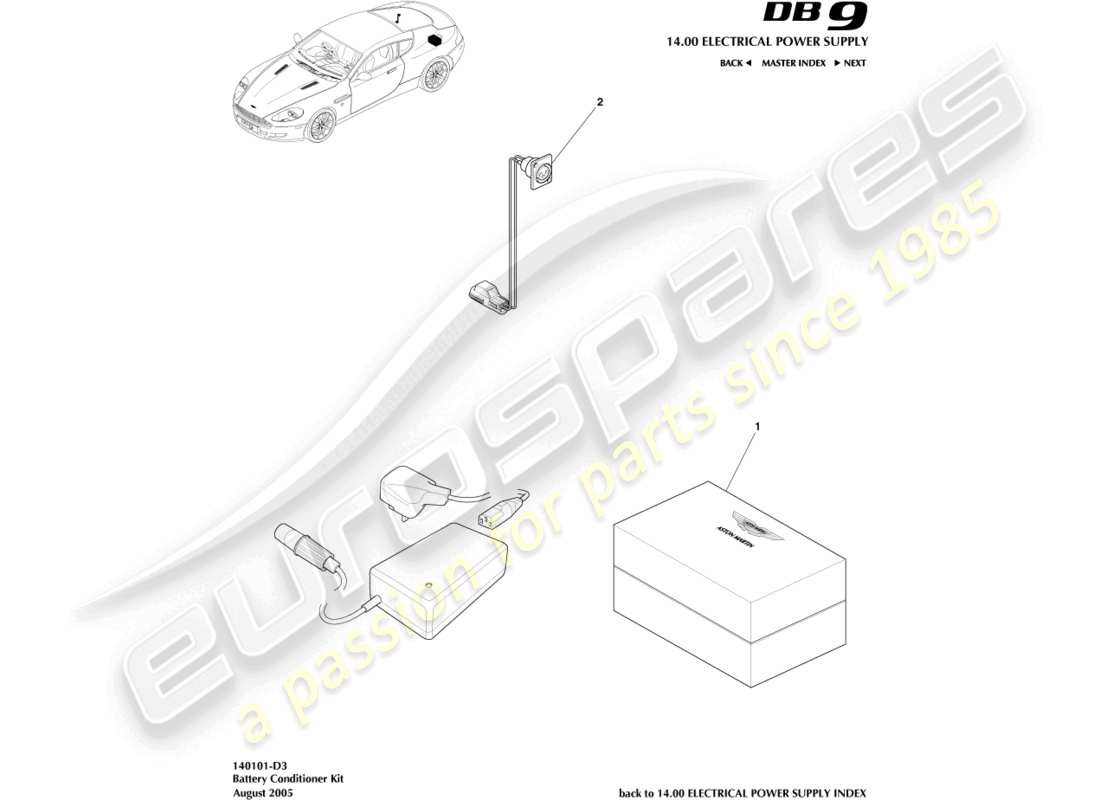 aston martin db9 (2007) battery conditioner kit part diagram