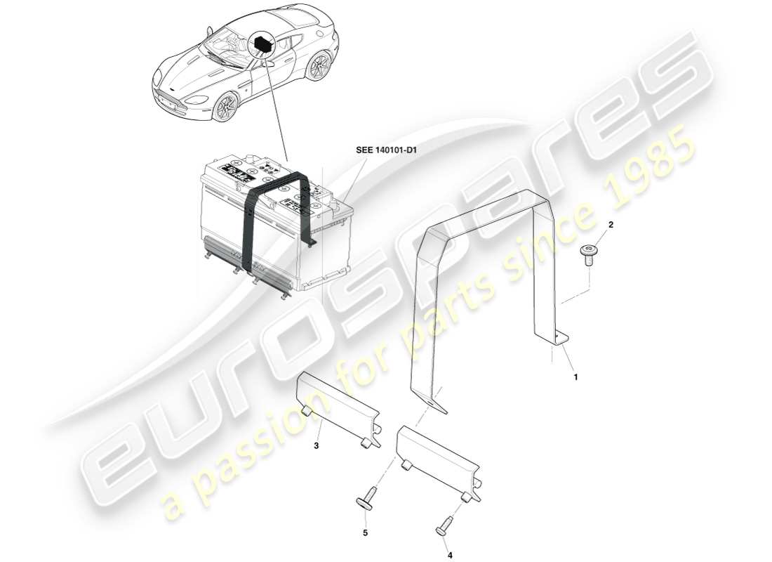 aston martin v8 vantage (2005) battery hold downs part diagram