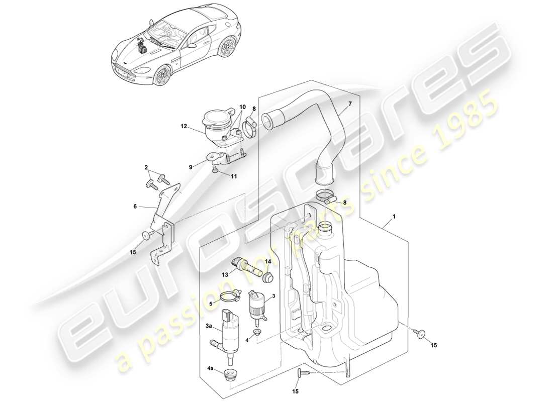 aston martin v8 vantage (2005) washer bottle part diagram