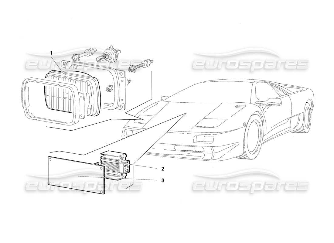 lamborghini diablo sv (1997) lights (valid for rh d. - march 1997) part diagram