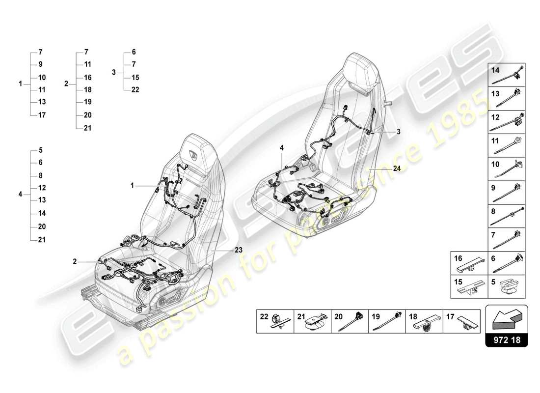 lamborghini urus (2022) wiring harness for electrically adjustable seat part diagram