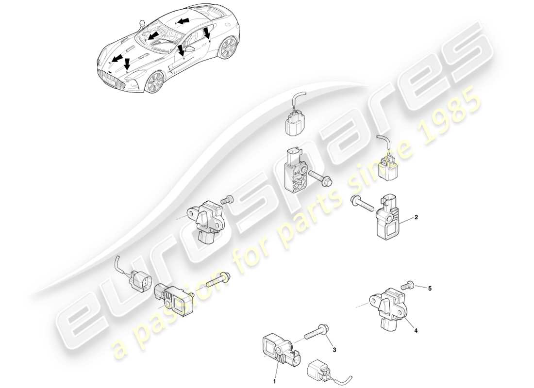 aston martin one-77 (2011) actuation sensors part diagram