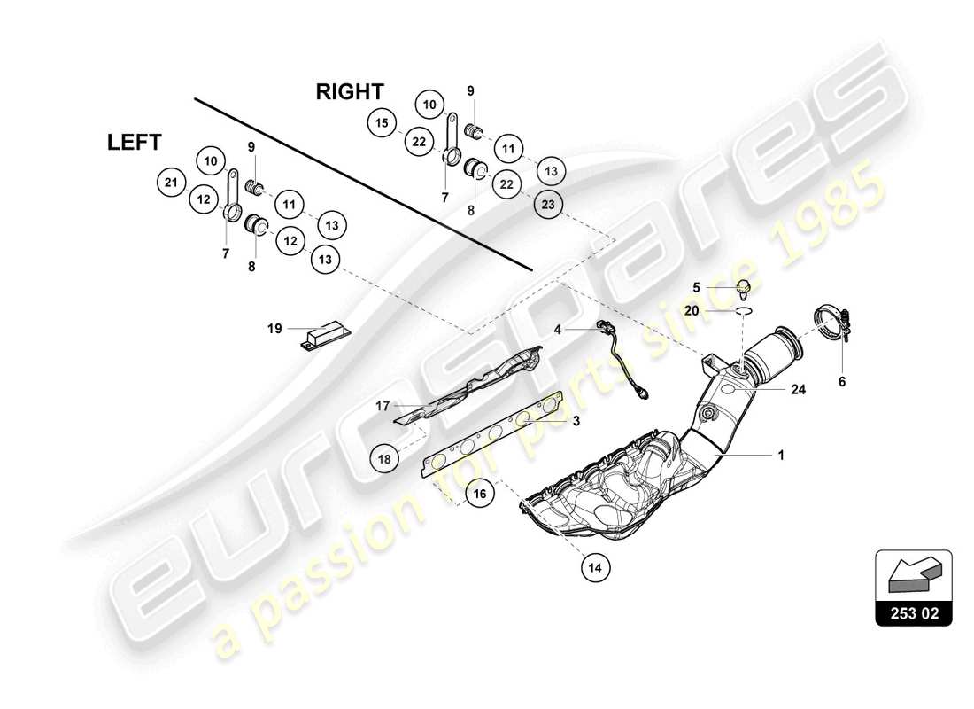 lamborghini super trofeo (2015) exhaust system parts diagram