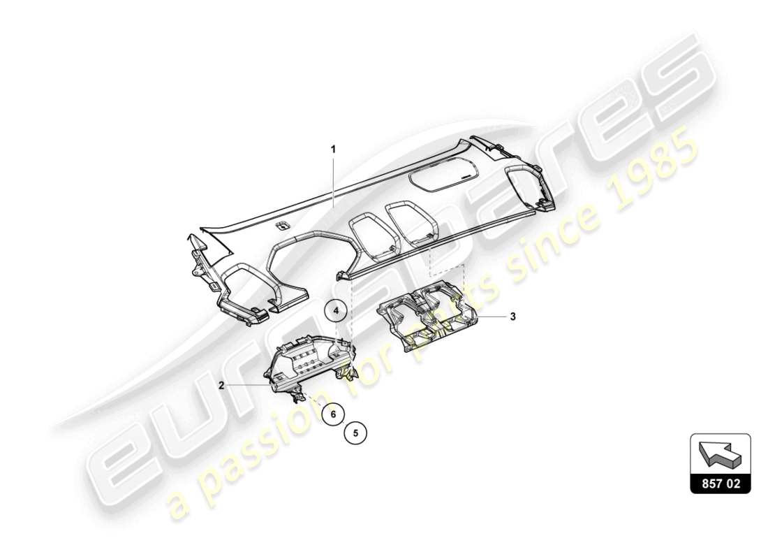 lamborghini super trofeo (2015) dashboard - trims part diagram