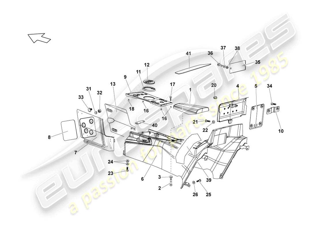lamborghini lp670-4 sv (2010) centre console parts diagram