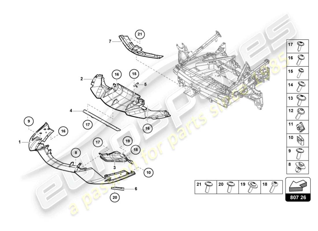 lamborghini sian roadster (2021) bumper, complete front part diagram