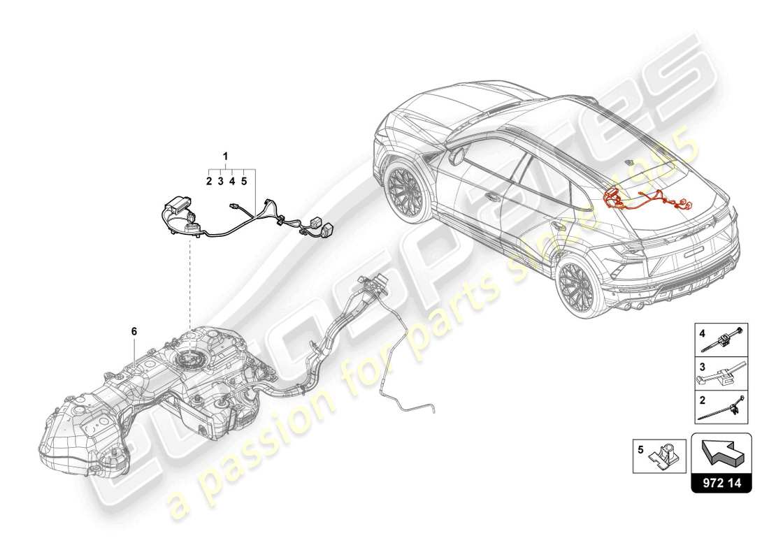 lamborghini urus (2020) wiring set for fuel tank parts diagram