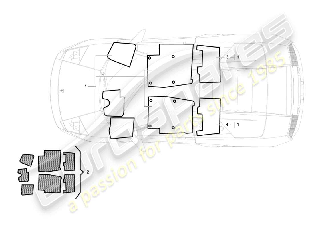 lamborghini lp640 roadster (2009) flooring (carpet) parts diagram