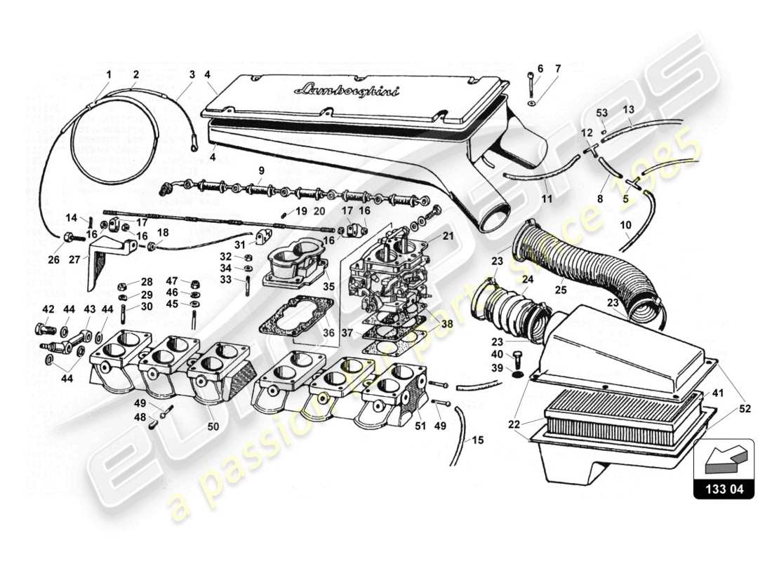 lamborghini countach 25th anniversary (1989) fuel system parts diagram