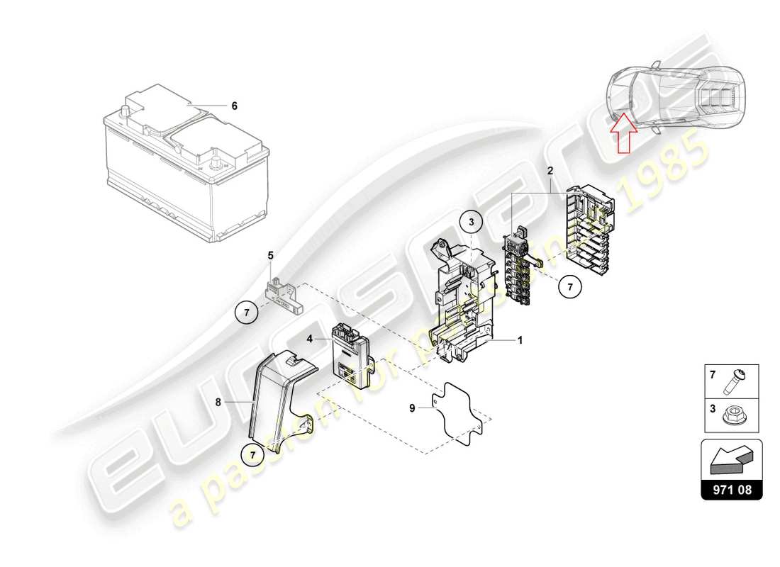 lamborghini sterrato (2024) fuse box parts diagram