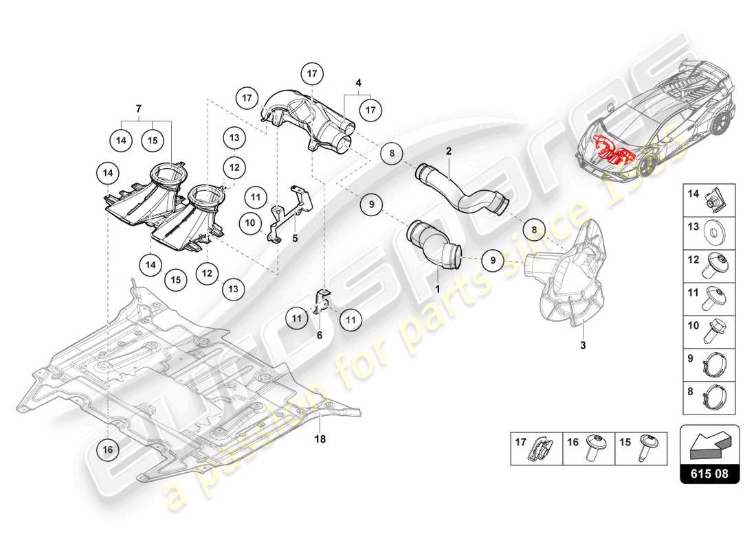 lamborghini sto (2024) air duct for brake cooling front part diagram