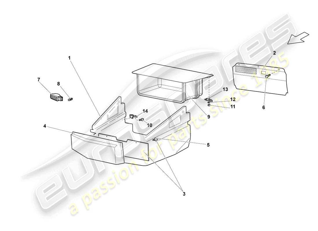 lamborghini lp640 roadster (2010) luggage boot trims parts diagram