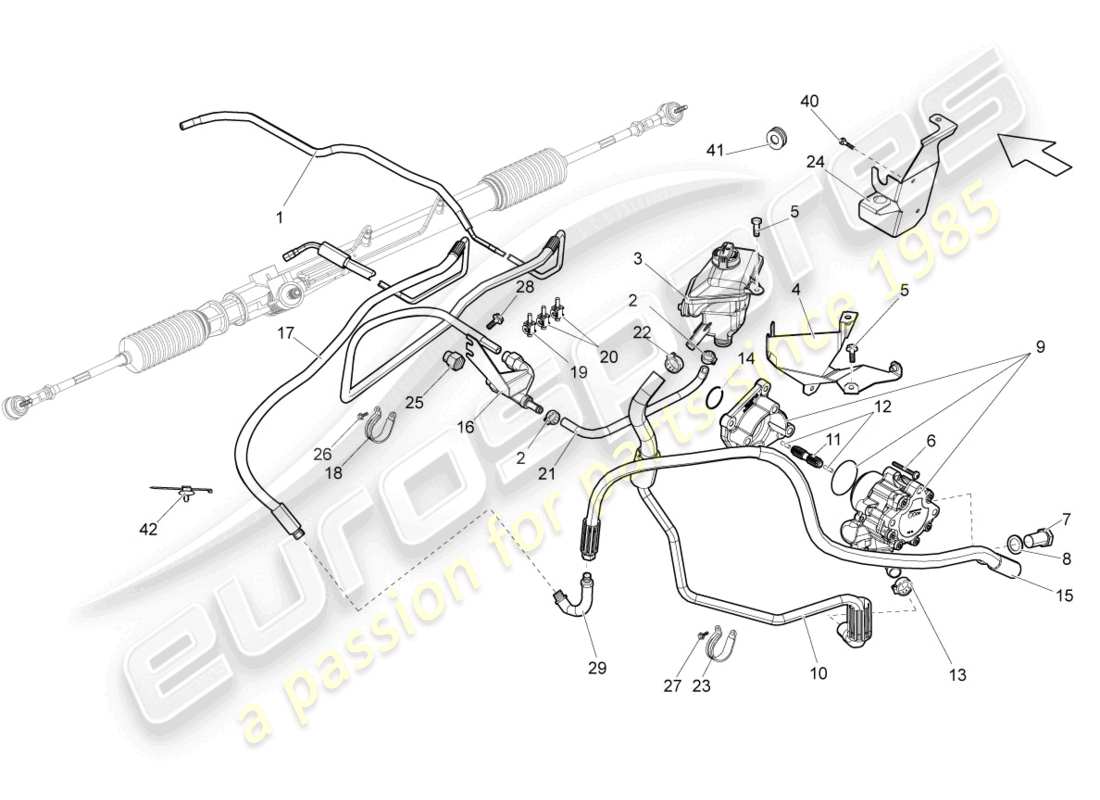 lamborghini gallardo coupe (2008) steering gear parts diagram