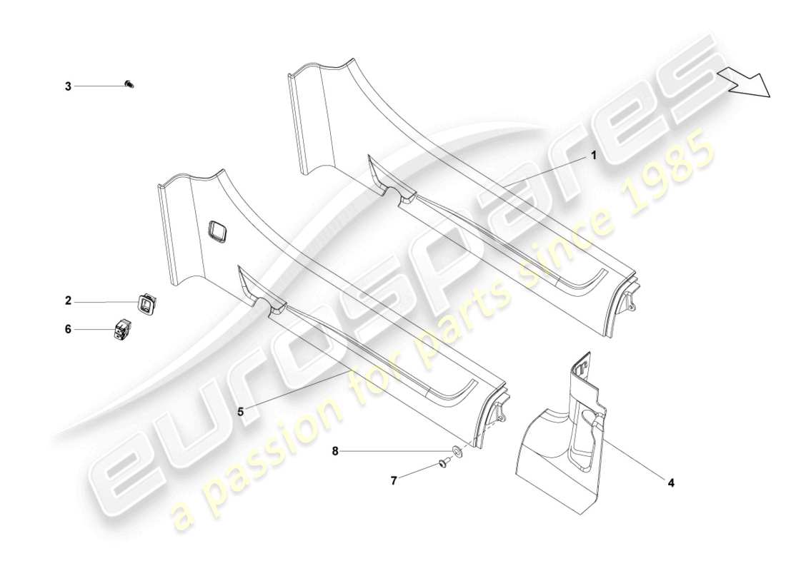 lamborghini lp570-4 sl (2013) sill trim strip parts diagram