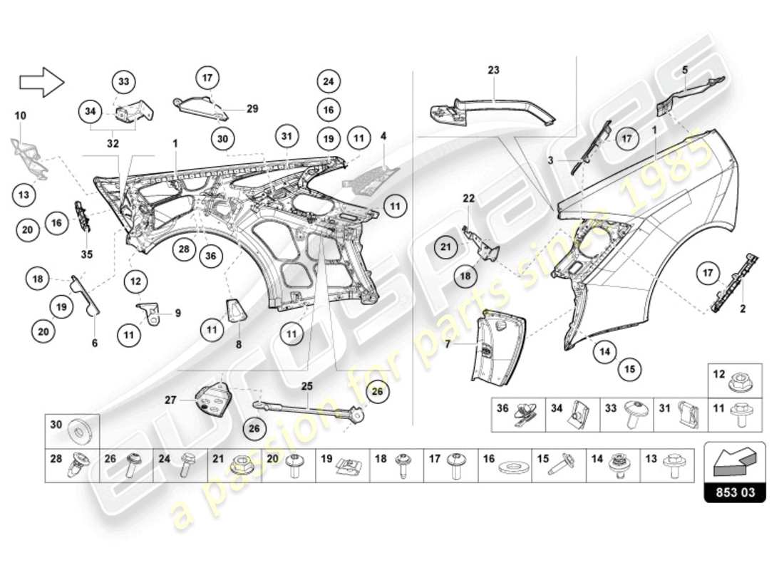 lamborghini sterrato (2024) wing parts diagram