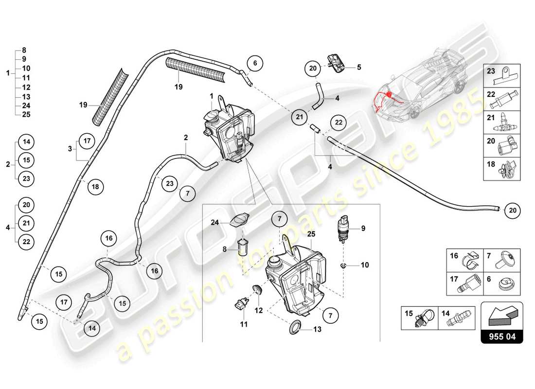 lamborghini sto (2024) headlight washer system part diagram