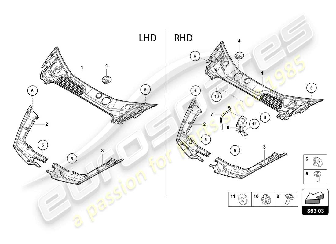 lamborghini sterrato (2024) front end cover parts diagram