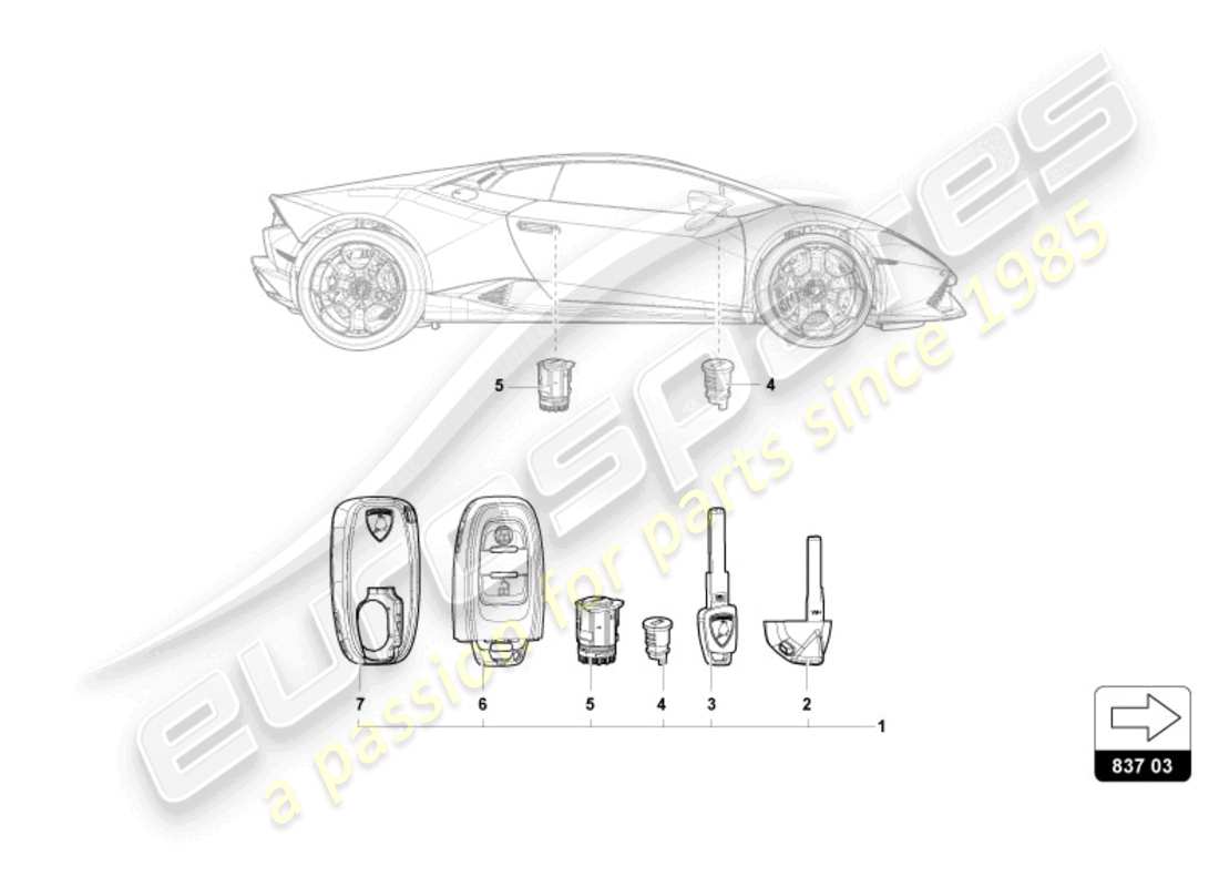 lamborghini sterrato (2024) lock with keys parts diagram