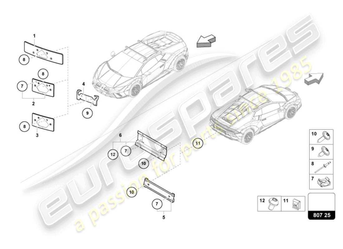 lamborghini sterrato (2024) licence plate holder parts diagram