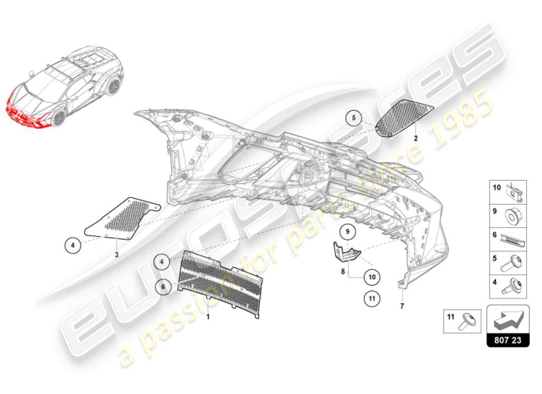 lamborghini sterrato (2024) bumper front parts diagram