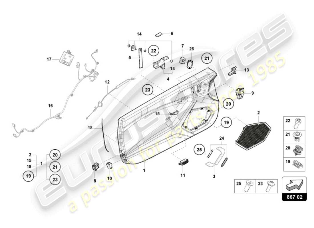 lamborghini sterrato (2024) door panel parts diagram