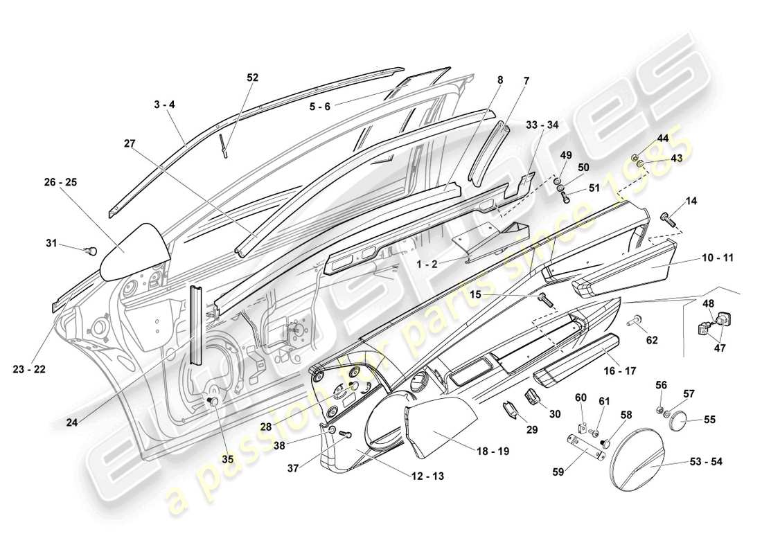 lamborghini lp670-4 sv (2010) window guide parts diagram