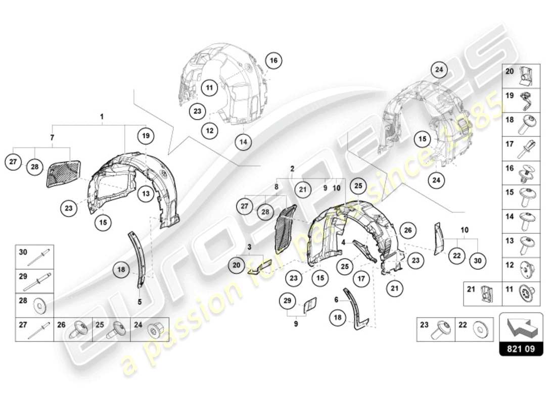 lamborghini sterrato (2024) wheel housing trim parts diagram