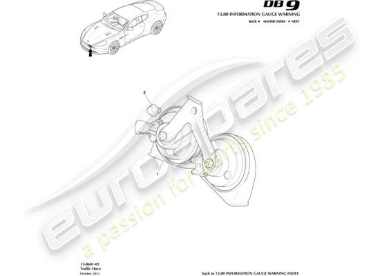 a part diagram from the aston martin db9 (2013) parts catalogue