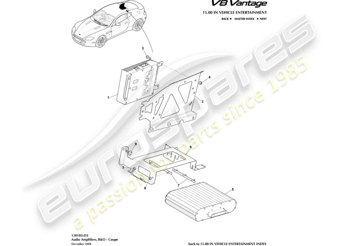 aston martin v8 vantage (2013) b&o amplifiers, coupe part diagram