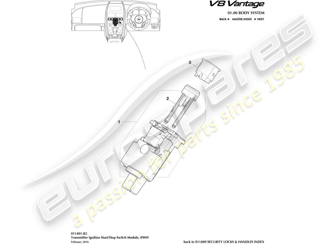 aston martin v8 vantage (2016) start/stop module, 09my part diagram